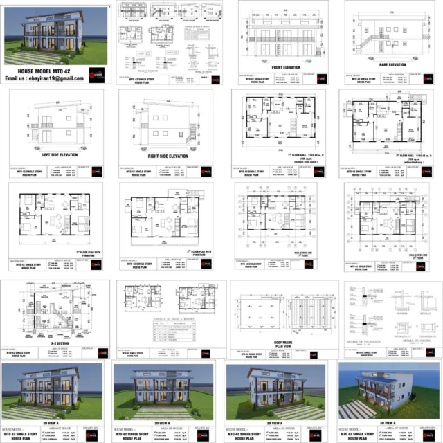 Custom Modern House Plan Service with Free Oragnal CAD File 2