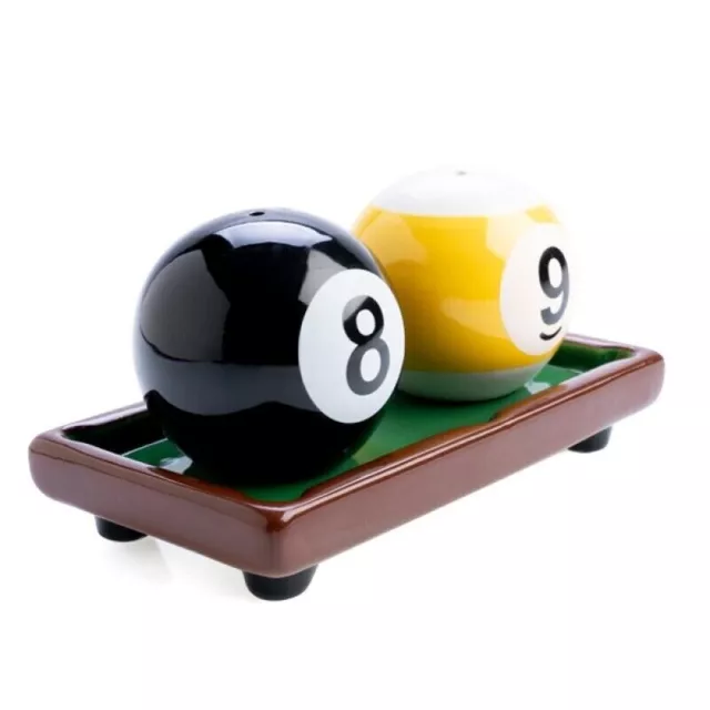 Billiard Ball Salt and Pepper Shaker Set Gift Novelty Kitchenware Vintage Pool