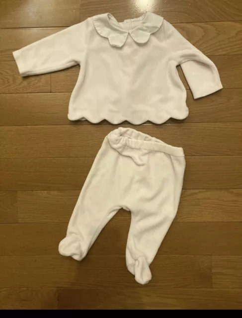 Gently used Jacadi light pink baby girl Velvet Two Piece set size 3 months