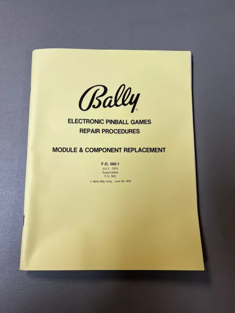 Bally FO 560-1 Pinball MANUAL Electronic Games Original Repair Module Component