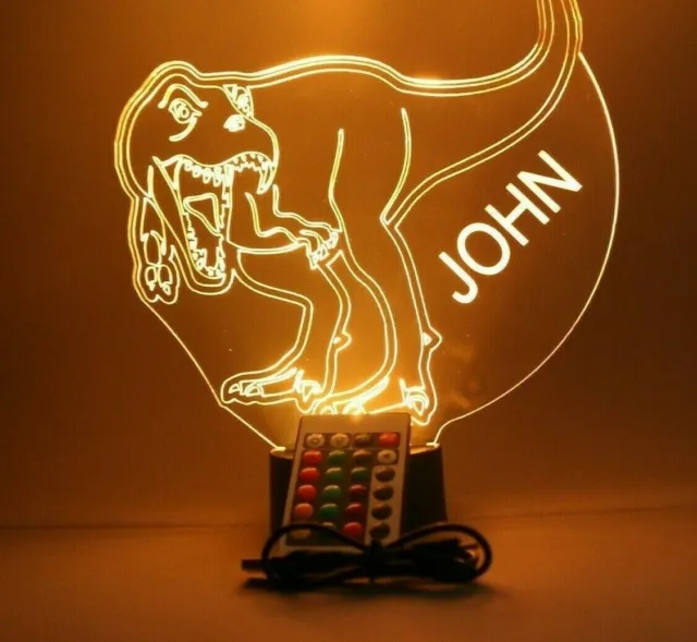 Dinosaur Light Up Lamp LED Personalized Dino Night Light Lamp, Remote, 16 Colors 3