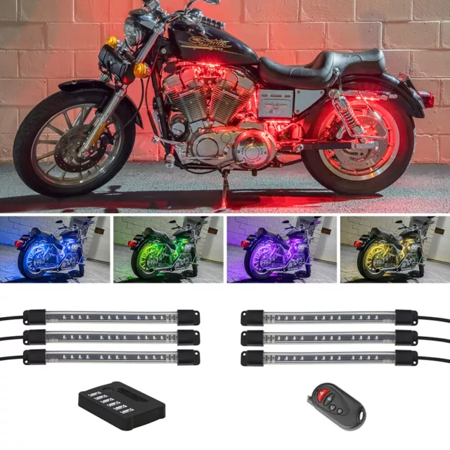 LEDGLOW 6pc MILLION MULTI COLOR LED MOTORCYCLE ENGINE ACCENT LIGHTING LIGHT KIT