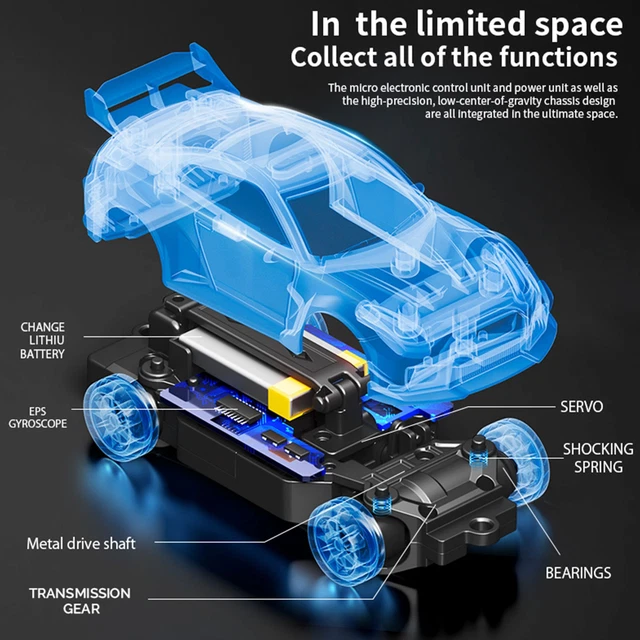 1:43 SCALE RC Drift Car D43-02 2.4GHz Full Proportional 4WD Alloy ...
