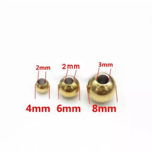 100Pcs 4Mm/6Mm/8Mm Stainless Steel Gold Round Spacer Beads Jewelry Loose Stopper