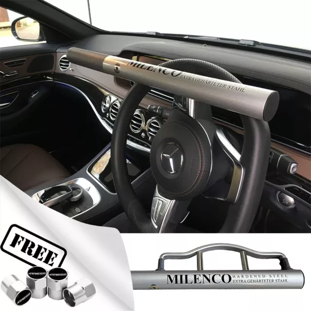 Car Steering Wheel Lock SILVER Anti Theft Milenco Design High Security 505.C✅