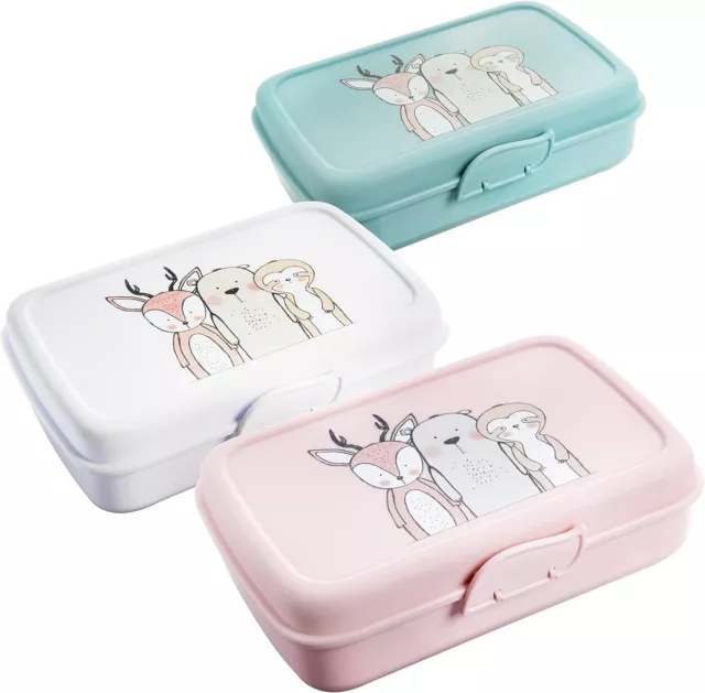 3er Set Kinder Brotdose mit 3 Fächern Lunch box, Kindergarten Grundschule 3 Far.