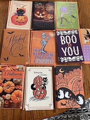 Halloween Random Card Lot of 10 Cards & Envelopes Some Hallmark Free Shipping