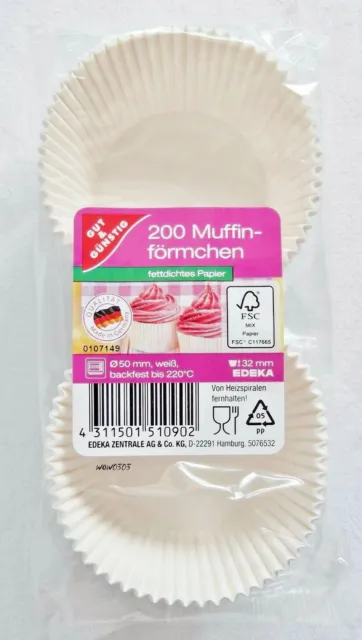 Muffinförmchen 200 Stück fettdichtes Papier Backförmchen