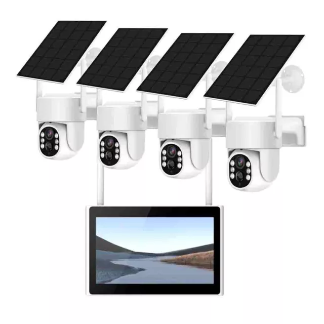 CCTV 4MP Domo Exterior Sistema de Cámara de Seguridad Inalámbrica Monitor Solar