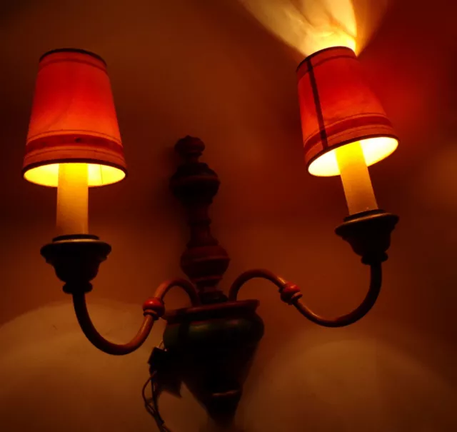 Old Wall Lamp Wood E14 Colourful 2 Arms Lighting Vintage