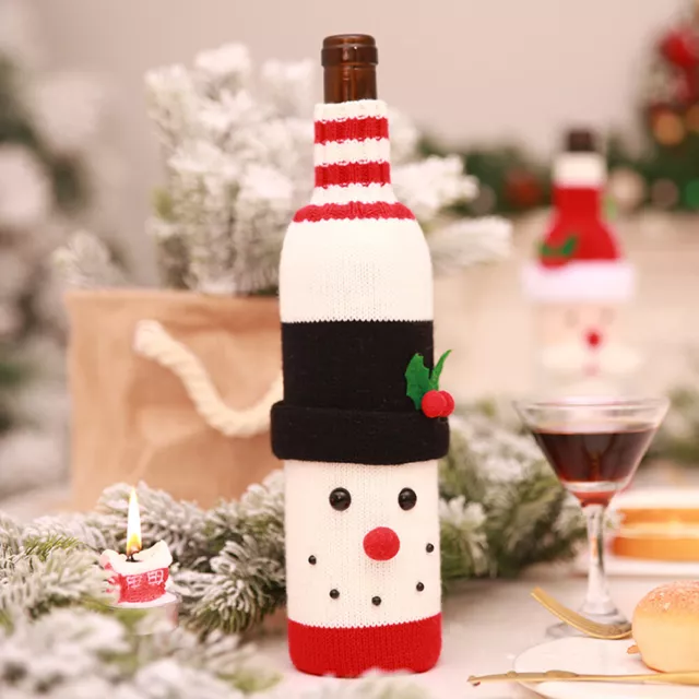 Merry Christmas Red Wine Bottle Cover Bag Decoration Home Party Ornaments