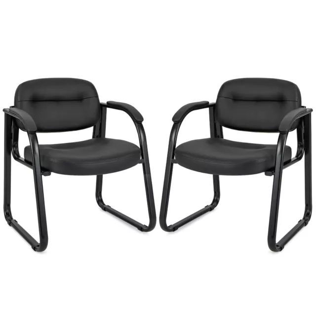 Waiting Room Chair Set of 2 Reception Chairs  Leather Guest Chair Home Office