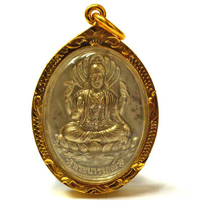 Narayana God Vishnu Laxmi Deity Lakshmi Hindu Talisman Om Thai Amulet Pendant