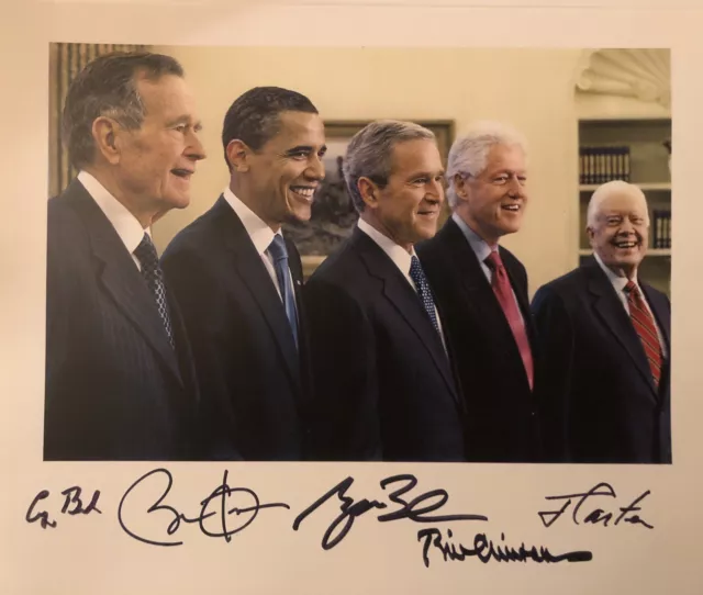 Barack Obama, Jimmy Carter, George Hw Bush, George W Bush, & Bill Clinton Signed