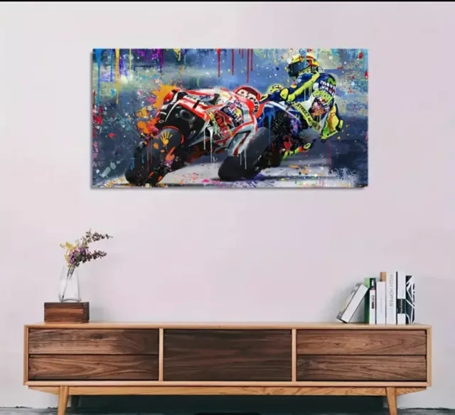 Druck  (Marc Marquez-Valentino Rossi) Rahmenlos 50x100Legendär Motorsport MotoGp 3