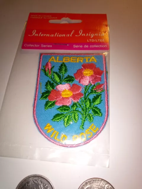 1970s Alberta Wild Rose NEW Old Stock In Package Patch Badge Crest