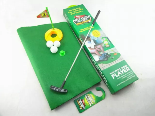 Toilet Mini Golf Mat Game With Putter Wierd Unusual Joke Prank Novelty Gift Toy