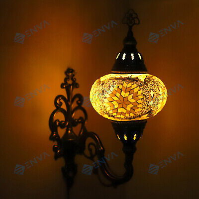 Turkish Moroccan Mosaic Multicolour Tiffany Wall Sconce Lamp Light Large Globe