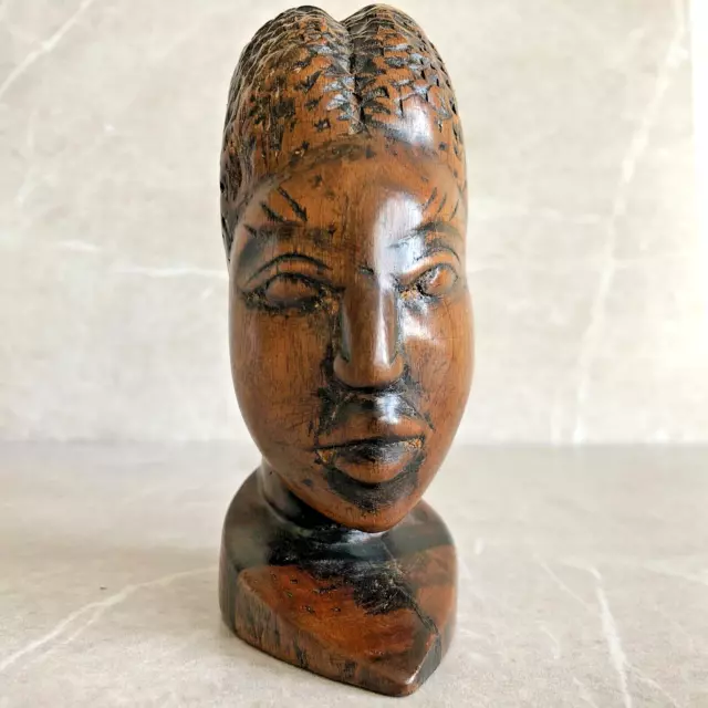 African Wood Carving Small Figure Bust Ornament Hand Carved