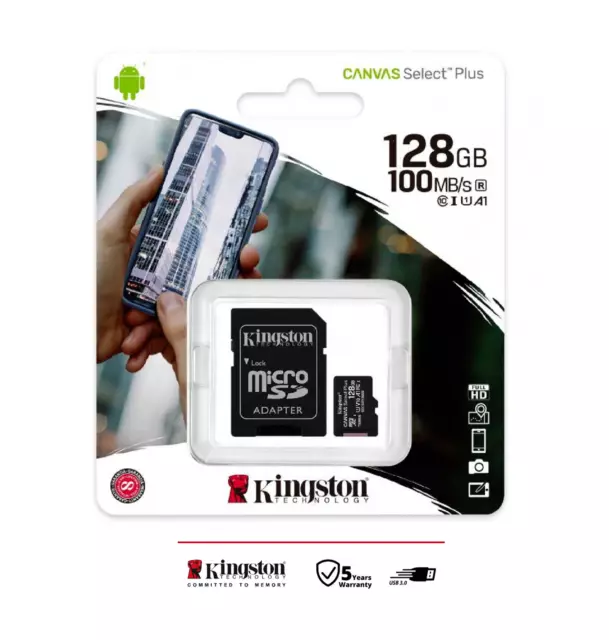MICRO SD 128GB 128 GB scheda di memoria Kingston Classe 10 microSD 100MB/S CARD