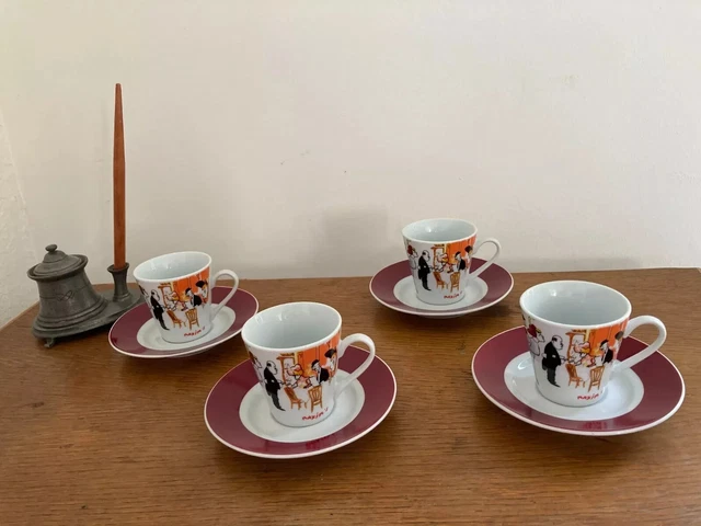 Service à Café Maxim's De Paris – 4 Tasses + Soucoupes + Sucrier – Neuf