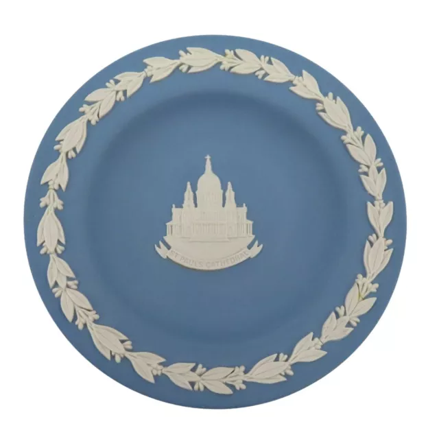 Wedgwood St Pauls Cathedral Blue Jasper Ware 4.35in Souvenir Trinket Dish VTG