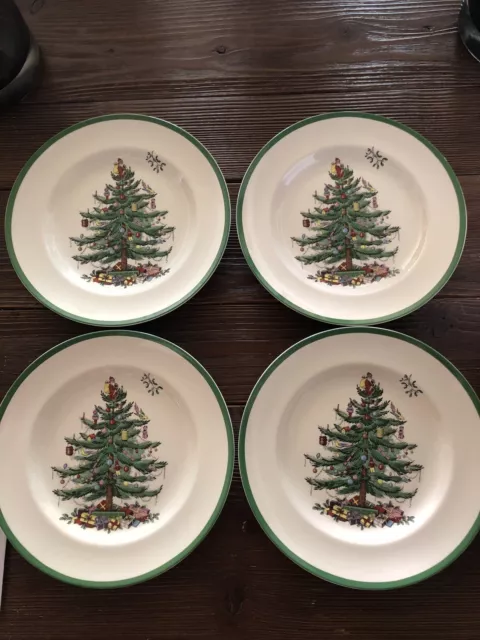 Spode Christmas Tree Set Of 4 Dinner Plates 10.5” Brand NEW /NWT