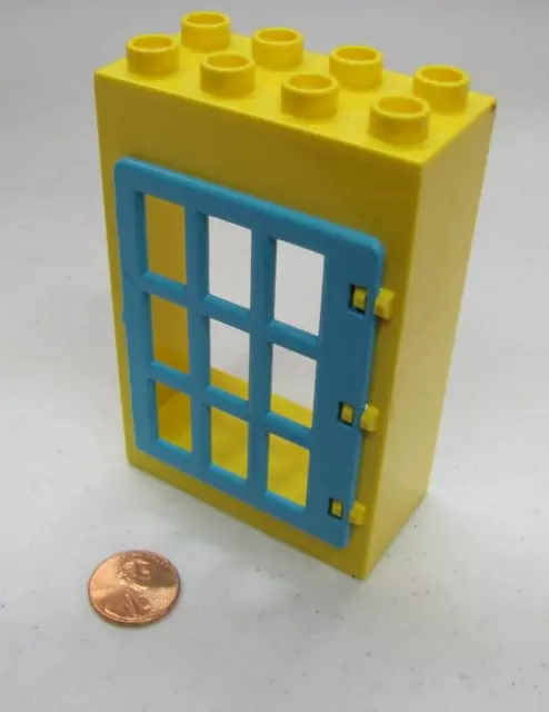 Lego Duplo YELLOW & BLUE LARGE DOOR WINDOW PANE UNIT Building Block 2x4x6