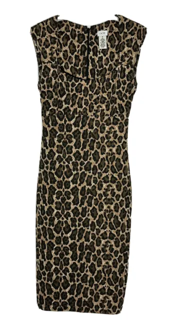 VTG Cache Women’s Leopard Print Cap Sleeve Knit MIDI Dress Size Xs