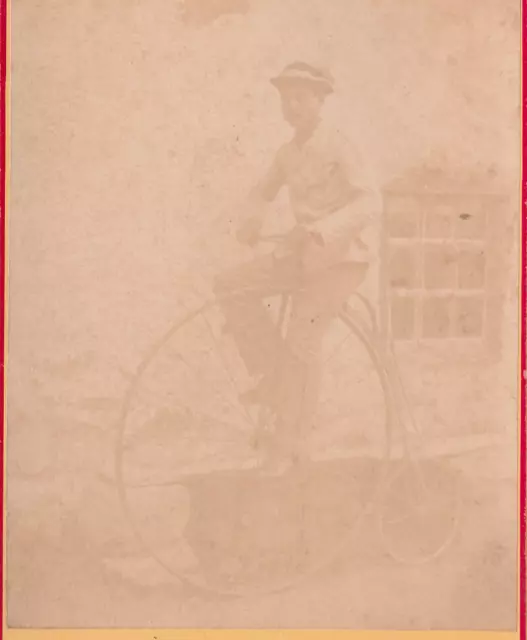 PHOTO CABINET GRAND BI BICYCLETTE ANCIEN VELO CYCLE vélocipède  16,5 x 10,5 cm