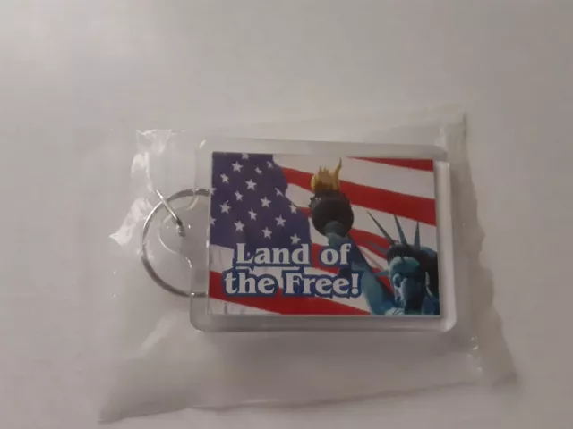 American Flag - Statue of Liberty KEY CHAIN New Mint LAND OF THE FREE Sealed Bag