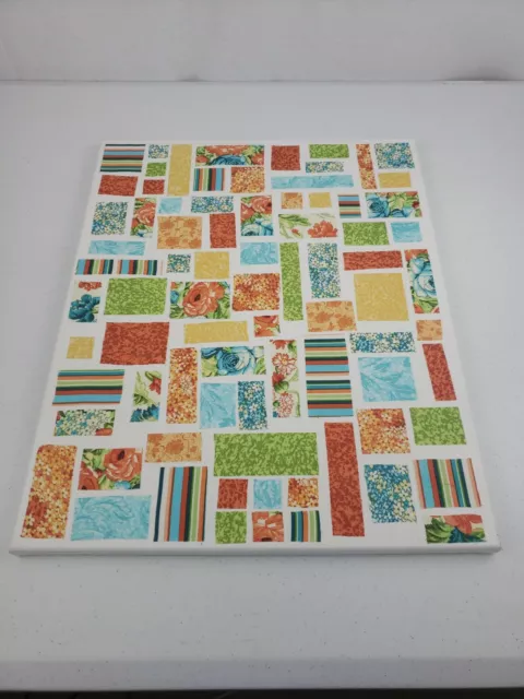 Ticker Tape Quilt Canvas Homemade Wall Art Flowers Mosaic 20" Tall 16" Wide