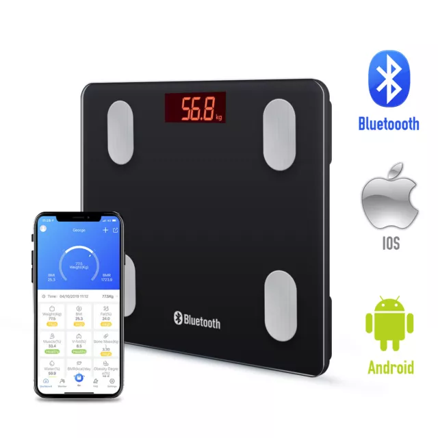 Wireless Digital Bathroom Body Fat Scale 180KG Bluetooth Scales Weight BMI Water