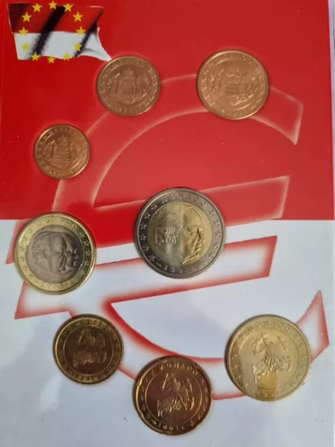 MONACO RARE SERIE EURO 2001 UNC non circulé