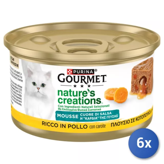 6x Gourmet NATURE'S Creation Mousse 85 Gr. Poulet Carottes