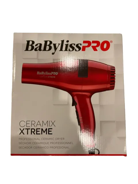 BABYLISS PRO CERAMIX XTREME 2000 WATT CERAMIC HAIR BLOW DRYER RED Nozzle NEW