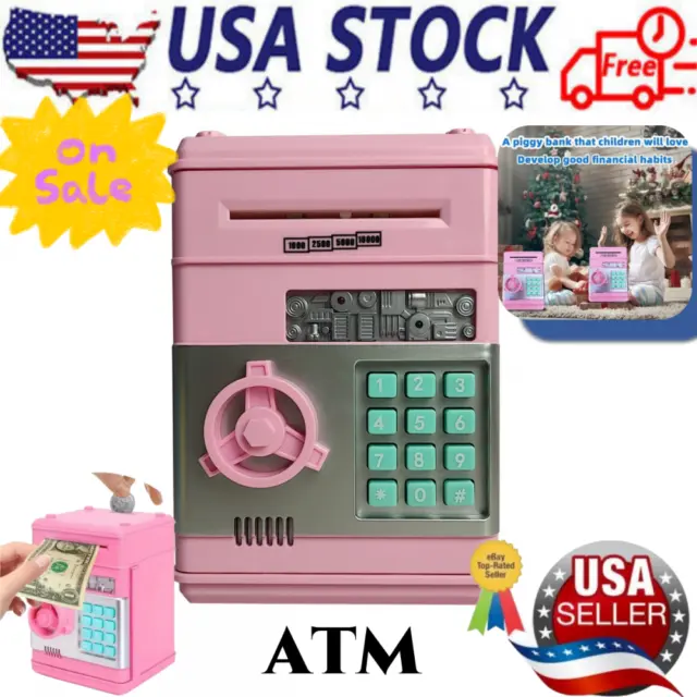 Electronic Piggy Bank ATM Password Money Box Cash Coins Saving For kids Gift NEW