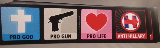 Wholesale Lot Of 10 Pro God Guns Life Trump Anti Hillary Clinton Bumper Stickers