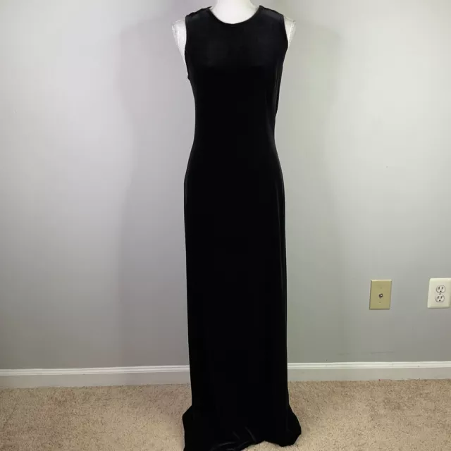 Vintage Marina by Marina Bresler Dress Gown Women Size 6 Black Velour