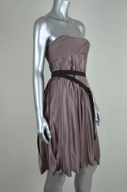 BCBG Max Azria Runway New Rose 100% Silk Strapless Corset Pleated Dress $480 2