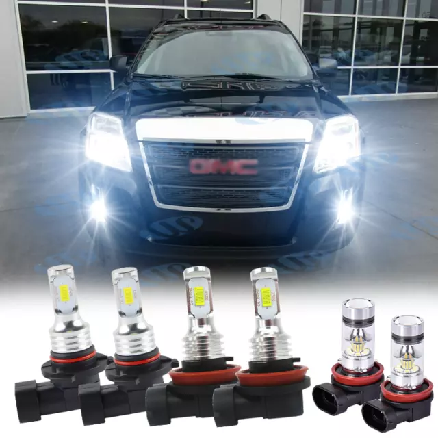 For GMC Terrain 2010-2015 - 6x Combo LED Headlight Hi/Lo Beam + Fog Light Bulbs