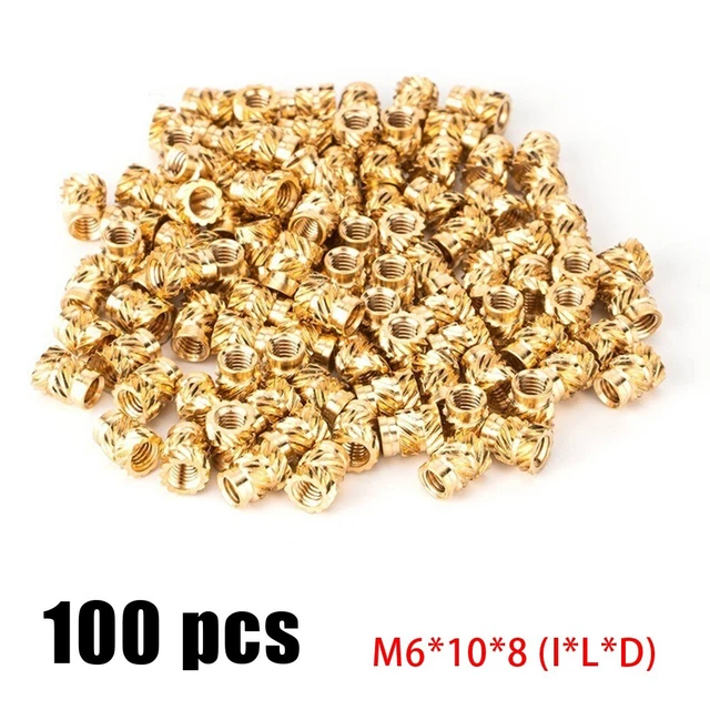 100 Pezzi/Set Inserto Filettato Autoaggancianti Dado Ottone Interno Filo