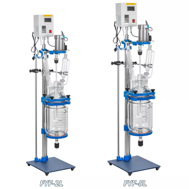 Jacketed Glass Reactor Reaction Vessel FYF 2L/5L Digital 1200r/min for Chemical