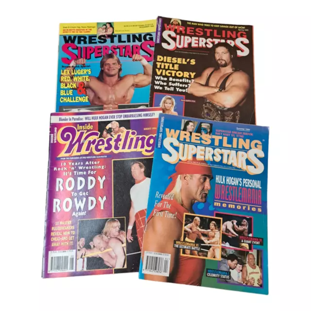 Wrestling Superstars Magazine Bundle x4 1990s WWF WWE NWA Hogan Flair Piper