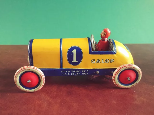 Seltener 1920er Lehmann Autohutte GALOP Rennwagen Blechspielzeug Tin Toy 3