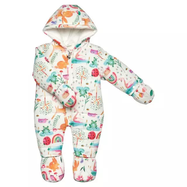 Baby Girls Boys Microfibre Snowsuit Pramsuit Dinosaurs Rainbows 3