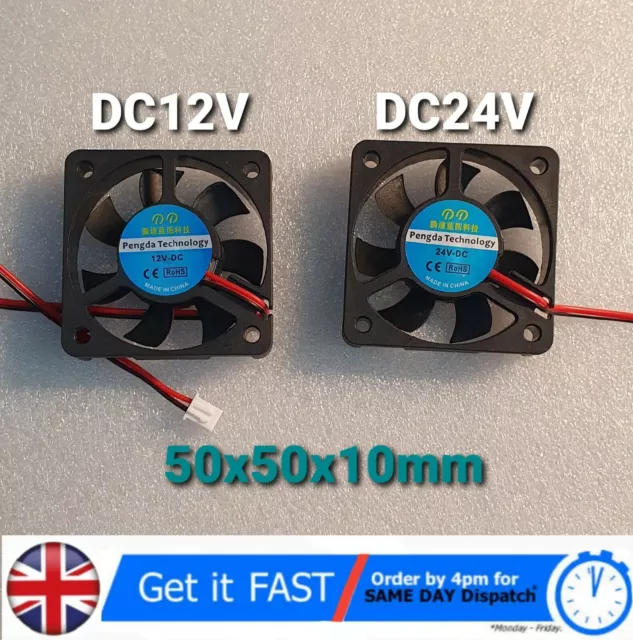 12V 24V 2 Pin Brushless Axial Printer PC Cooling Fan 50 mm 50x50x10mm 5010 5cm