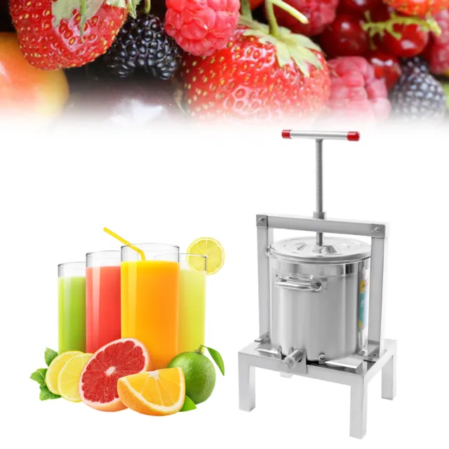 10L Manual Fruit Presser, Grape, Apple Juice Extractor Juicer with Press Handle