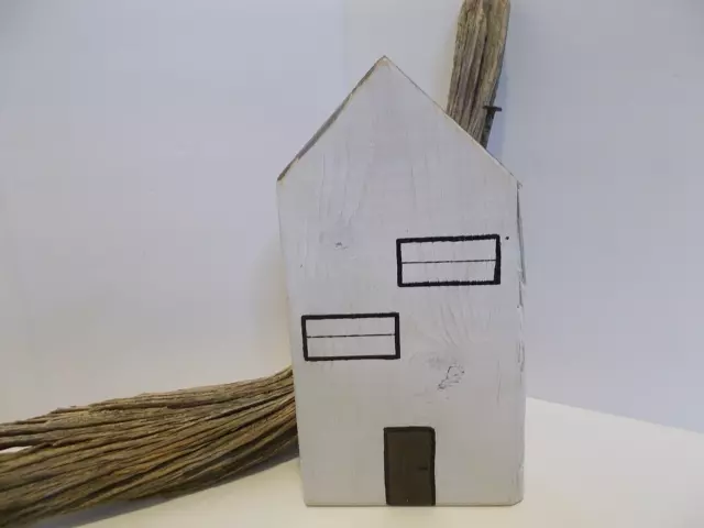 Primitive Small Wooden House 6.5" Folk Art Farmhouse Cottage Core Decor
