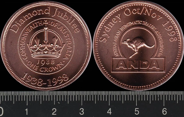 Australia: 1938 Crown 1998 ANDA Diamond Jubilee medal 60 Years Sydney